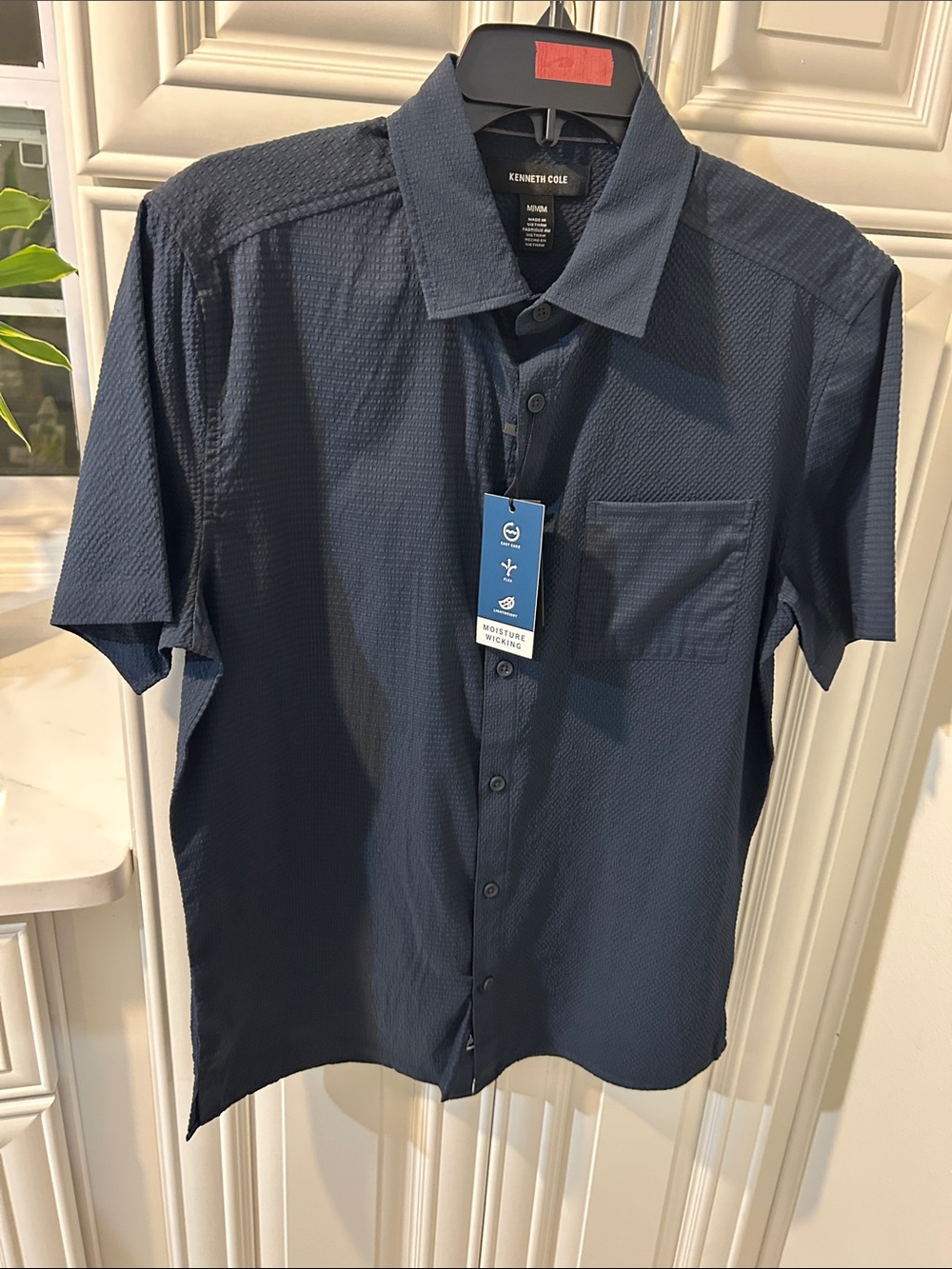 Kenneth Cole Men's Dark Navy Short-Sleeve Button Down Shirt